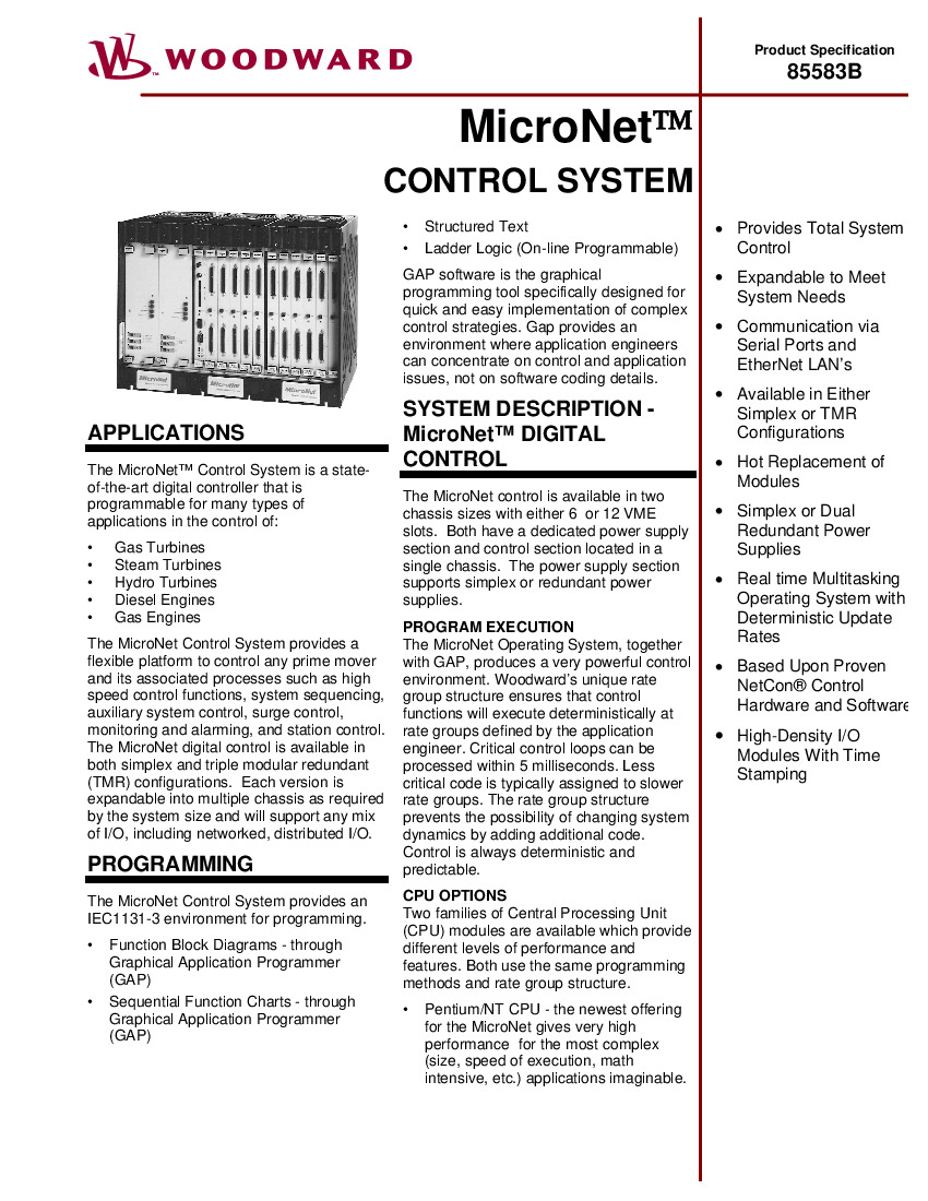 First Page Image of 5501-428 MicroNet Control System Specs 85583B.pdf